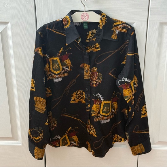 Vintage Lauren Ralph Lauren Equestrian Print Button Up - Picture 2 of 4